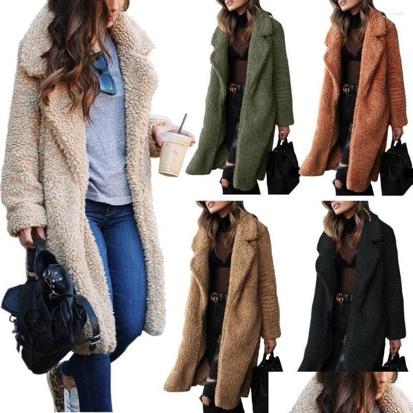 Giacche da donna Cappotto lungo da donna Autunno Inverno Giacca calda in pile Vintage P Cappotto da donna Teddy Morbido allentato Parka Capispalla Drop Deliv Otbkv