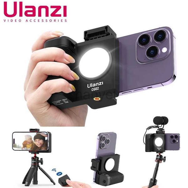 Selfie Monopods Ulanzi CG-02 Handle Selfie Grip Fill Light Telefone móvel Anti-shake Selfie Booster Holder Suporte Bluetooth para iPhone Android 24329