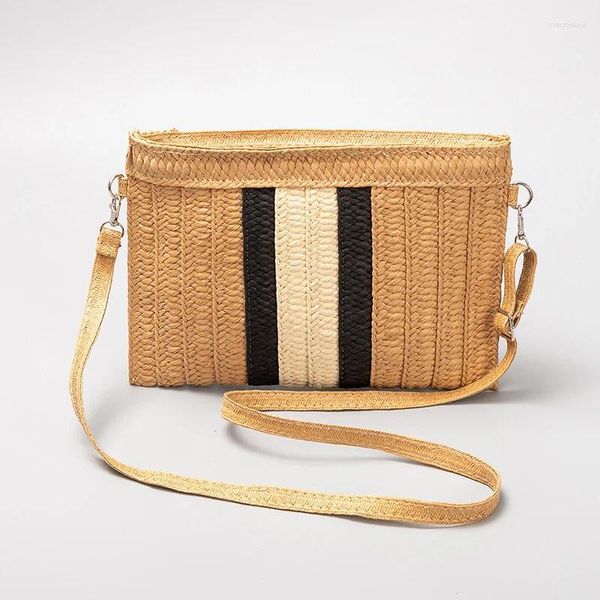 Abendtaschen NODELAY Cross Body Stroh für Frauen 2024 Urlaub Brieftasche Tasche Dame Reise Strand Handtaschen Gestreifte Weibliche Weben Totes