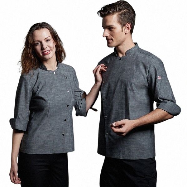 lg/manica corta Uomo Western Restaurant Chef Jacket Donna Cafe Cucina Abbigliamento da lavoro Panificio Cooking Top Food Chef Uniform AS423 r1jM #