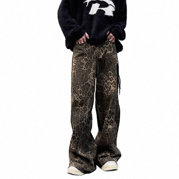 reddachic Leopard Print Y2k Baggy Jeans Uomo Hiphop Skater Pantaloni oversize Pantaloni larghi casual a gamba larga Anni '90 Abiti vintage 17QY #