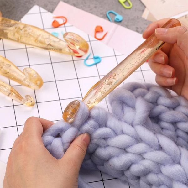 Dispensador de sabão líquido 5 peças grande com 10 pinos profissionais gancho de crochê macio aderência lã grossa 5 tamanhos