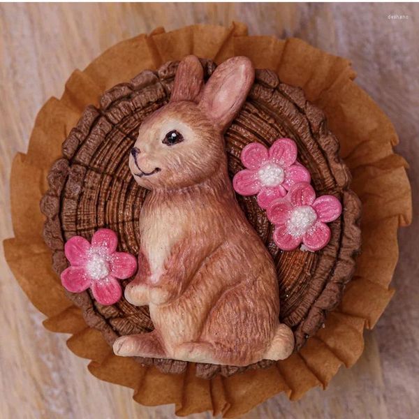 Stampi da forno Simpatico animale 3D Conigli Stampo in silicone Fondente Gumpaste Cioccolato Cupcake Topper Strumenti di decorazione fai da te