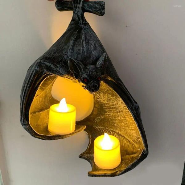 Castiçais Halloween Bat Decor Home Spooky Wall Tealight Titular Forma Realista Eco-Friendly Resina para