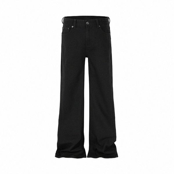 Jeans svasati larghi vintage di colore nero streetwear per uomo e donna Pantaloni in denim oversize con taglio dritto e stivaletto Ropa Hombre b0IT #