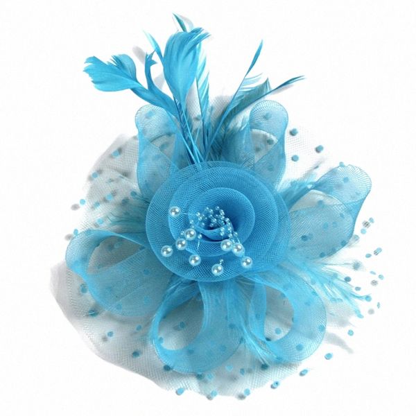 Vintage feminino pena fr fascinator chapéu senhoras acessórios de cabelo festa de casamento floral malha véu bandana hairpin u770 #