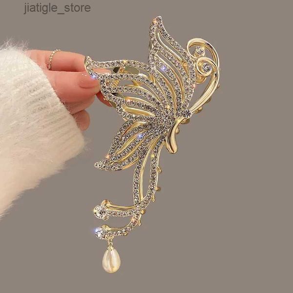 Haarspangen VANIKA Mode Schmetterling Haarklammer Strass Perlen Haarspangen für Frauen und Mädchen Pferdeschwanz Klaue Clip Haarschmuck Geschenke Y240329