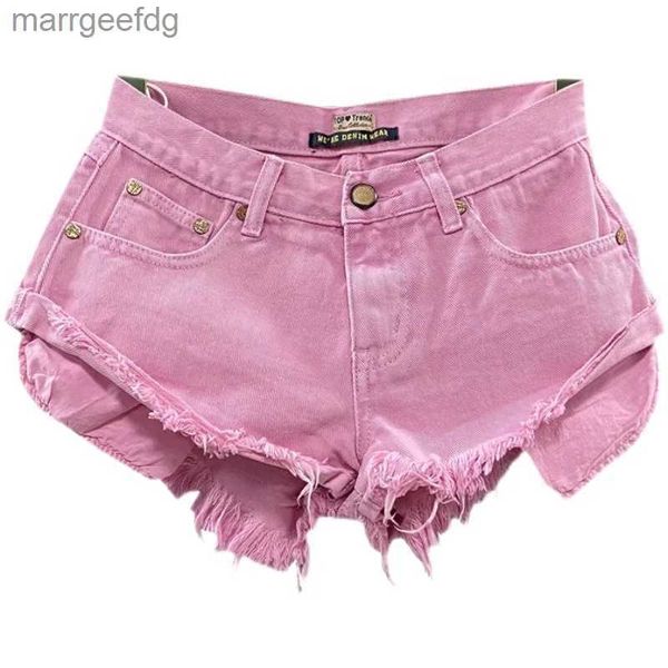 Damen-Shorts, neu, für Damen, rosa, niedrige Taille, Loch, zerrissen, personalisierte taillierte Denim-Jeans, weites Bein, Hotpants 240329