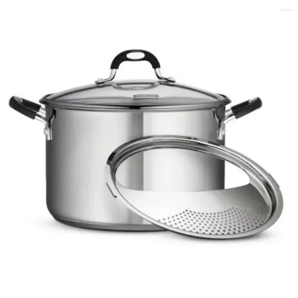 Panelas BOUSSAC Gourmet Aço Inoxidável 8 Quart Lock e Drain Stock Pot