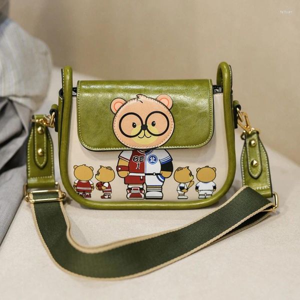 Çanta kadın moda flep kız ayı tasarım crossbody çanta kadın lüks haberci omuz kalın kayış