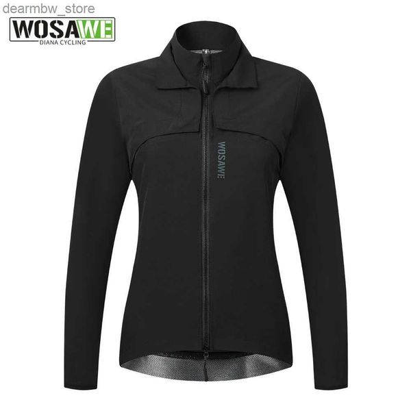 Jaquetas de ciclismo Wosawe Mulheres Jaqueta de Ciclismo Correndo Jaqueta de Chuva Leve À Prova D 'Água Bicicleta Caminhadas Windbreaker Capa de Chuva Reflexiva Packable24329