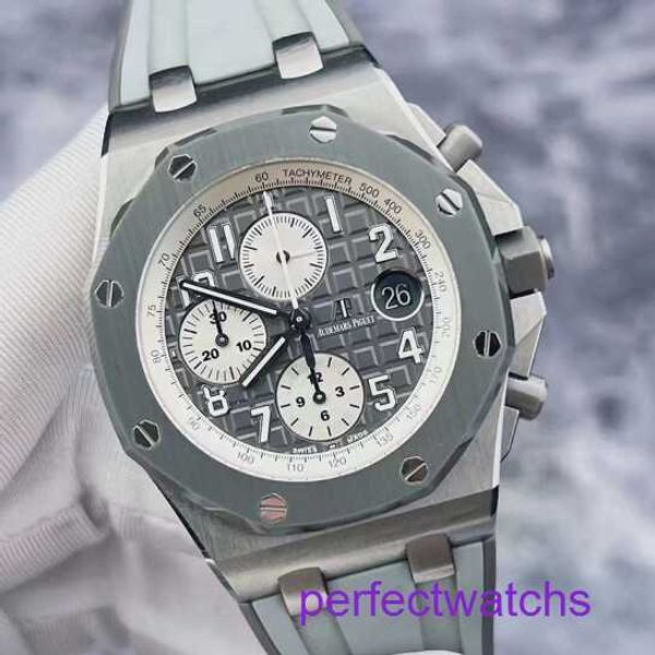 AP Tourbillon Wrist Saat Royal Oak Offshore Serisi 26470io Mens Saat Gri Seramik Yüzük Titanyum Metal Takvim Zamanlaması 42mm Otomatik Mekanik Saat