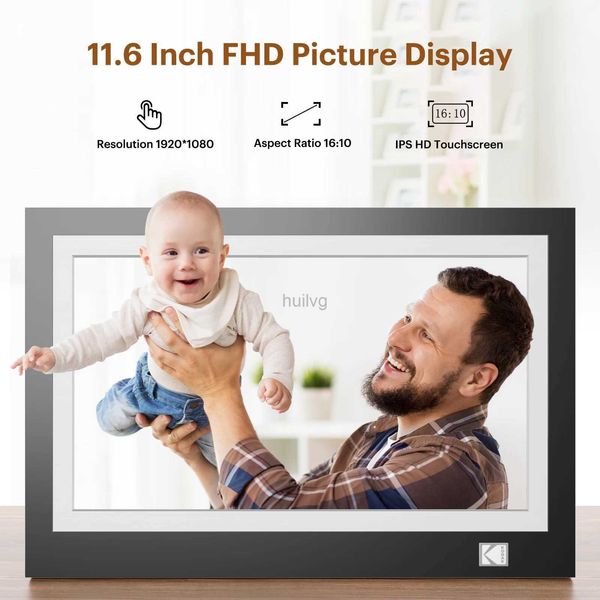 Dijital Fotoğraf Çerçeveleri 1 Yıl Garantekodak 11.6 inç WiFi Dijital Resim Çerçevesi1920*1080 HD IPS Dokunmatik Ekran 32GB Depolama Paylaşım Fotoğrafı 24329