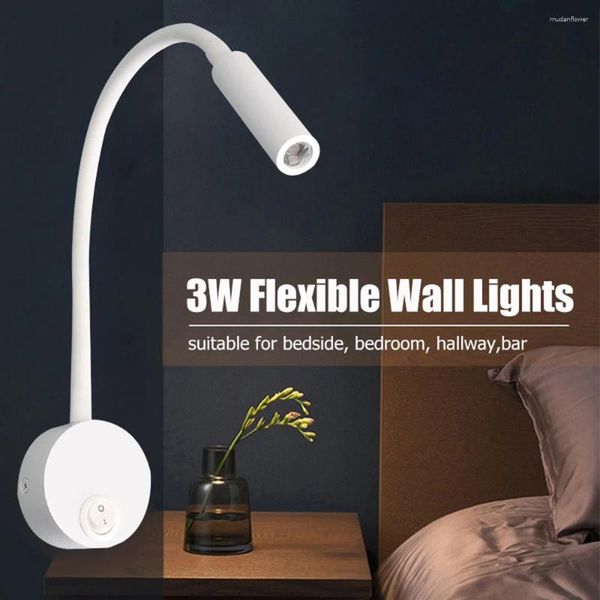 Wandleuchte, am Bett montiert, Lese-Schwanenhals, alldirektionale LED-Wandlampen, 3 W, Metallspot für Arbeitszimmer, Schlafzimmer