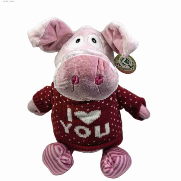 Animais de pelúcia de pelúcia 40 cm Kawaii Sweater I Love You Pig Plush Plexho