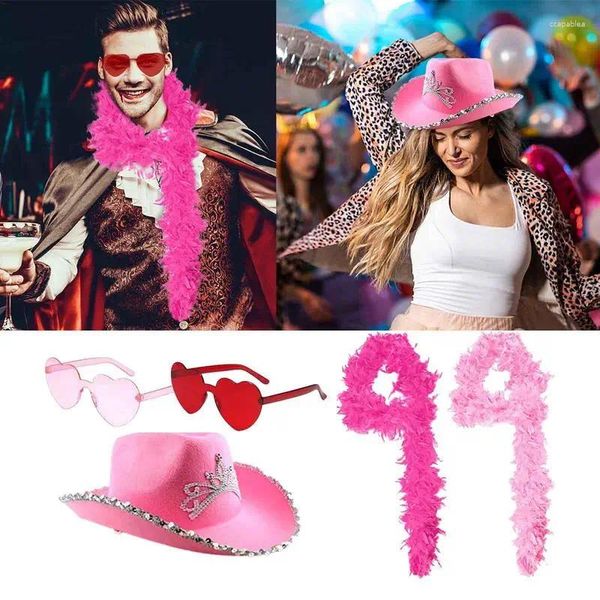 Aufbewahrungstaschen Rosa Cowgirl-Hut Neuheit Preppy mit herzförmiger Sonnenbrille Cowboy für Kostümparty für Erwachsene