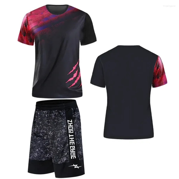 Tracksuits masculinos verão moletom conjunto badminton camiseta e shorts esportes camiseta para correr tênis camisa calças respirável