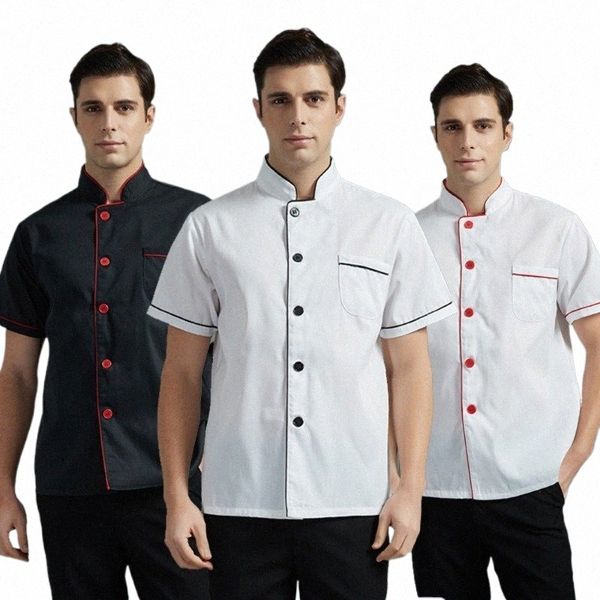 Abbigliamento da lavoro dello chef Cucina unisex Ristorante Chef Cameriere Pasticcere Chef Uniforme Camicia a maniche corte / Lg Abiti da lavoro N0Kf #