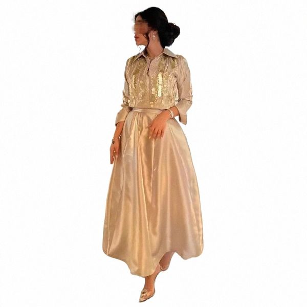 Oisslec Knöchellange Prom-Kleider Saudi-Arabien Frauen tragen Pailletten LG-Ärmel Vestidos Para Eventos Especiales A-Linien-Abend x9Gw #