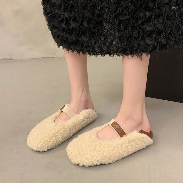 Scarpe Casual 2024 delle Donne di Inverno del Cotone Piatto Con Le Donne Caldo Breve Peluche All'aperto Testa Rotonda di Colore Solido Femminile Botas Mujer