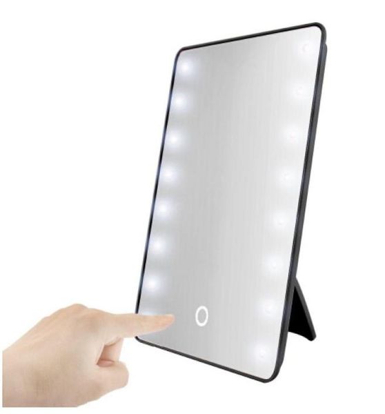 Specchio per il trucco con 16 LED Specchio cosmetico con interruttore dimmer tattile Supporto a batteria per tavolo Bagno Camera da letto Viaggio4344427