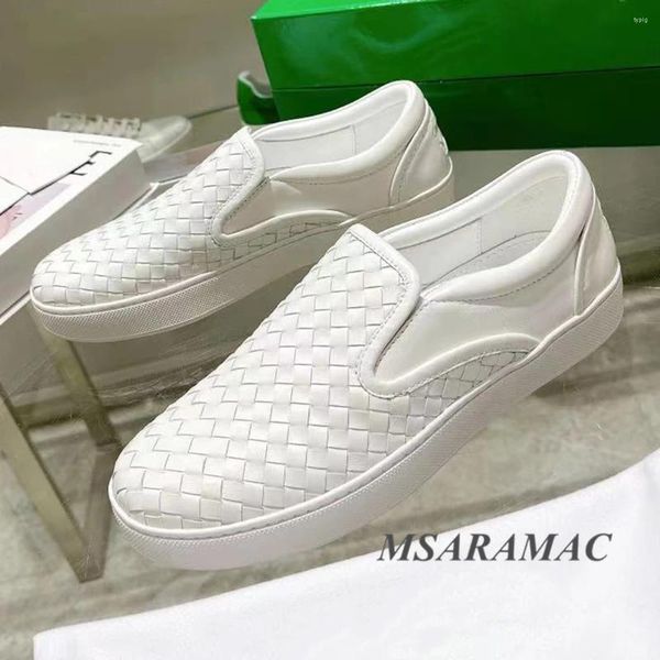 Sapatos casuais moda couro branco tecido mocassins planos neutros masculinos e femininos caminhada diária durante toda a temporada dirigindo