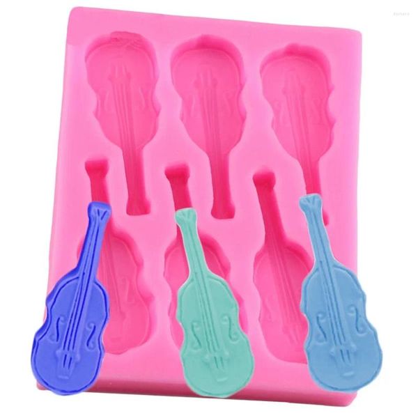 Moldes de cozimento de alta qualidade 3D Violino Silicone Mold Guitar Bolo Ferramentas de decoração de bolo Ferramentas de decoração para displays de arte de açúcar de chocolate