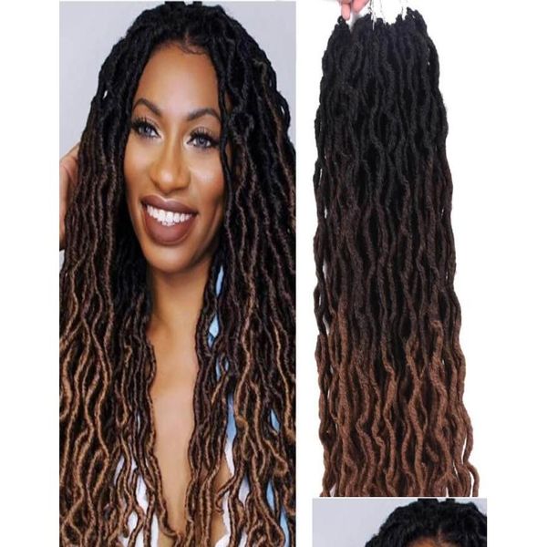 Sentetik Saç Uzantıları Dalga Ombre Kıvırcık Brailing Tanrıça Fux Locs 18 inç Yumuşak Dreads Drop Teslimat için Dreadlocks Produ Dhcml