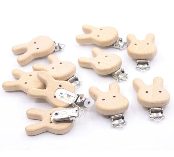 Ciuccio in legno con clip a forma di cuore per bambini, massaggiagengive, coniglio, protezione ambientale, artigianato, catena con bottoni antigoccia fittizio9570749