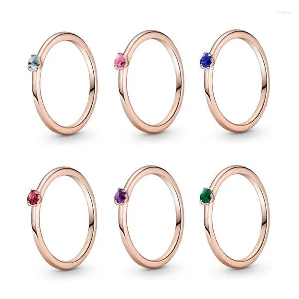 Anelli a grappolo Gemma colorata rosa placcata oro rosa S925 Coppia di gioielli per donne Fidanzamento Regalo di anniversario di matrimonio