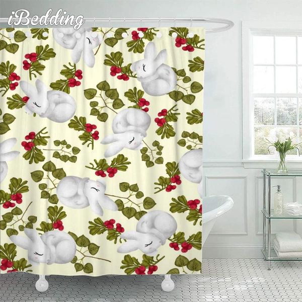 Cortinas de chuveiro Floral Planta Scenic Cortina 3D Impresso Cartoon Animal Banheiro À Prova D 'Água Com Ganchos Para Decoração