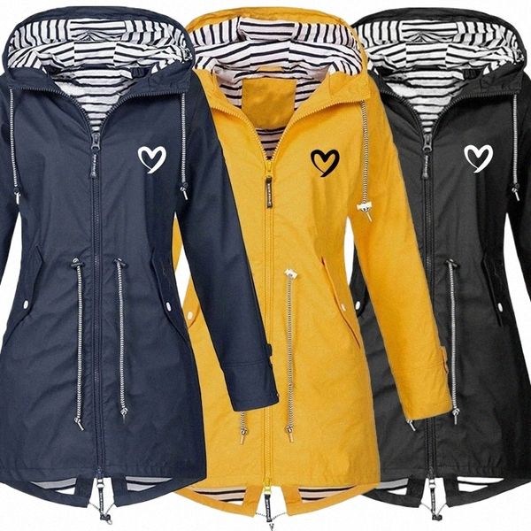 Mulheres Fi All Seass Outdoor Waterproof Rain Jacket Casual Loose Plus Size Hooded Windproof Coat Escalada Windbreaker Jacke k9sC #