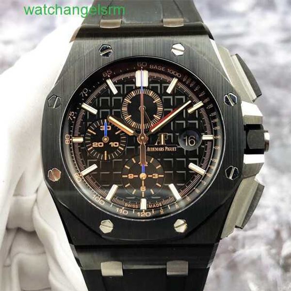 Швейцарские наручные часы AP Royal Oak Offshore Series 26405CE Черные керамические мужские часы Синяя игла Механические часы 44 мм
