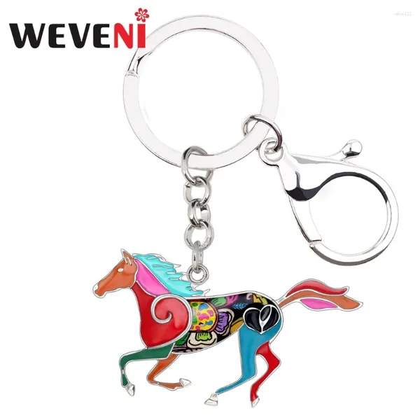 Chaveiros Weveni Declaração Metal Elegante Correndo Cavalo Chaveiro Chaveiro Anéis Na Moda Animal Liga Jóias Para Mulheres Menina Carro Pingente