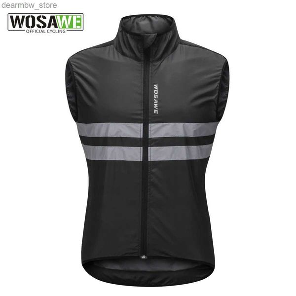 Jaquetas de ciclismo wosawe colete de ciclismo reflexivo à prova de vento mtb bicicleta de estrada sem mangas jaqueta superior ciclo gilet ciclismo24329