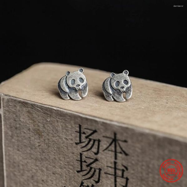 Orecchini a bottone YIZIZAI Classico simpatico orecchino di panda Vero argento sterling 925 Animale Nessuna allergia sbiadita per uomini o donne