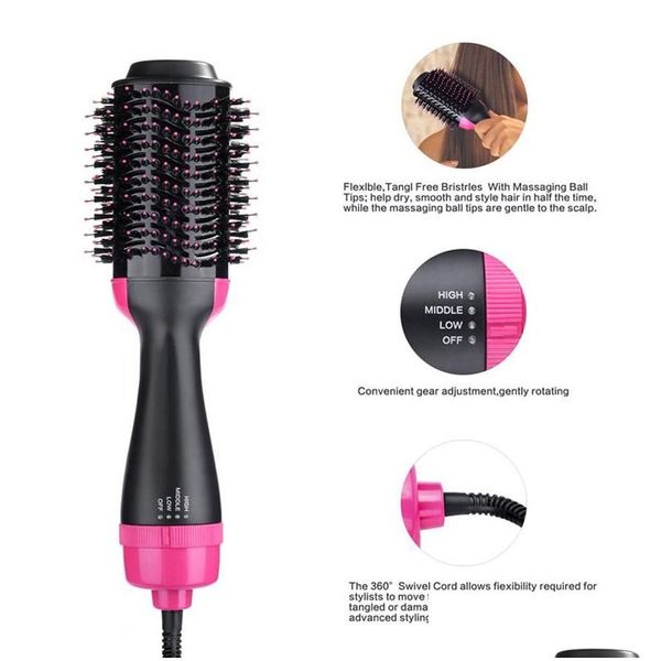 Escovas de cabelo Onestep Secador Volumizer Salon Air Paddle Styling Escova Gerador de íons negativos Straightener Curler1266865 Drop Delivery Pr Oteyp