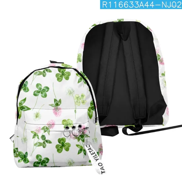 Zaino Cartoon Novità Lucky Clover Zaini Ragazzi / Ragazze Borse da scuola per alunni Portachiavi con stampa 3D Oxford Impermeabile Carino piccolo