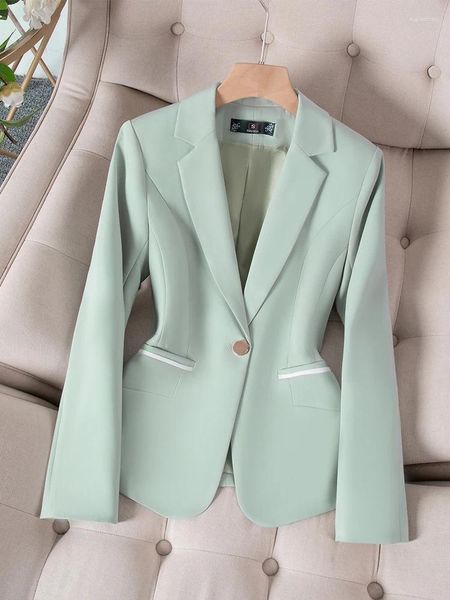 Kadın takımları moda sonbahar kış kadınlar resmi blazer kadın yeşil pembe siyah kayısı uzun kollu ofis bayanlar iş iş kıyafeti ceket