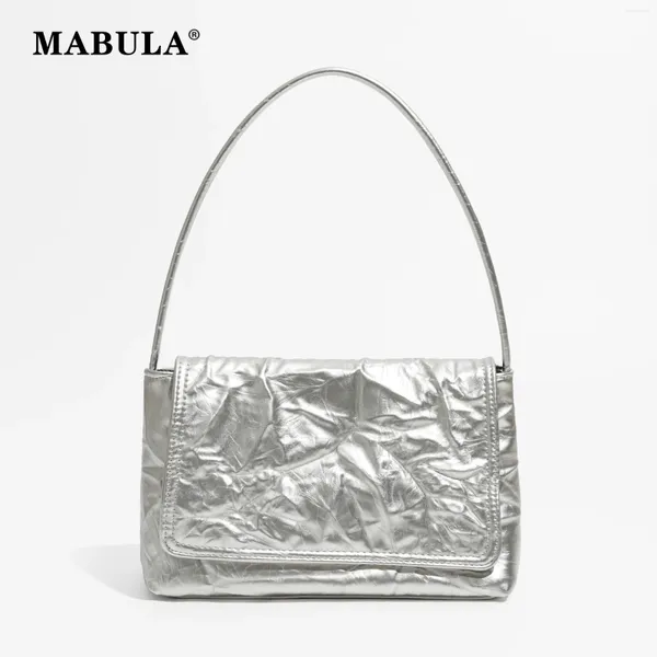 Sacos de noite Mabula plissado mulheres coreanas axilas bolsa de ombro marca tendência de prata bolsa de embreagem e carteira pequena chique senhora hobo tote