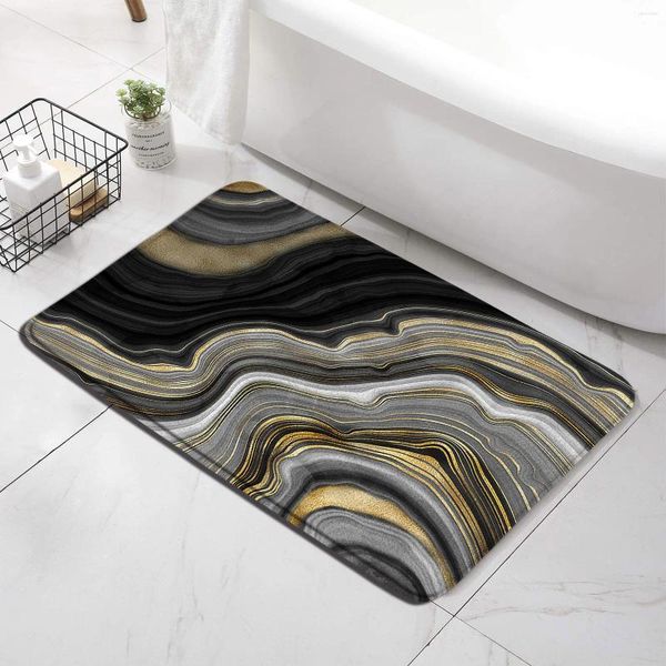 Tappetini da bagno Tappetino per bagno Tappeti in marmo nero oro Tappeti per doccia Tappetino antiscivolo Tappeto morbido lavabile per la casa El Decor