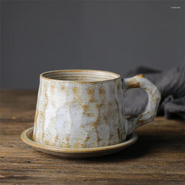 Tazze Piattini Set da caffè in ceramica in stile giapponese Completo regalo creativo Stoare Cup Tazza da colazione retrò