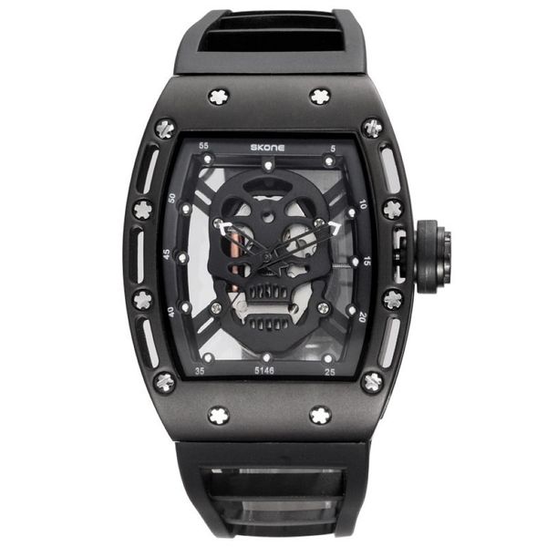 SKONE 2017 Marke Quarz Männer Uhren Pirate Schädel Stil Militär Silikon Männer Sport Armbanduhr Wasserdicht Relogio Masculino253s