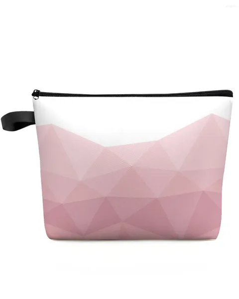 Косметички с геометрическим треугольником, розовый градиент, косметичка, сумка для путешествий, предметы первой необходимости, женский органайзер для туалета, пенал для хранения