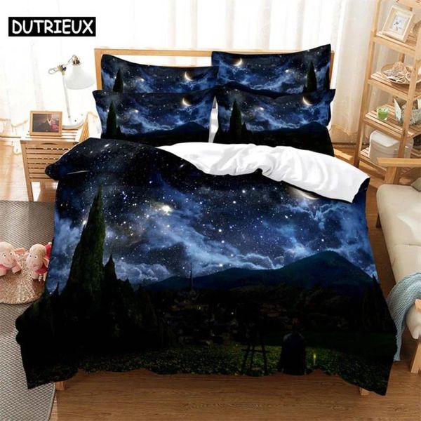 Conjuntos de cama Starry Sky 3D Digital Home Bedclothes Super King Capa Fronha Consolador Têxteis Conjunto Cama