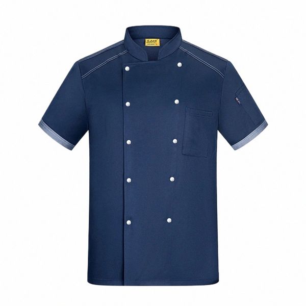 Hotel manica corta da lavoro abbigliamento da chef uniforme per uomo donna cucina ristorante giacca solido cuoco estivo cappotto cameriere vestiti all'ingrosso s0w9 #