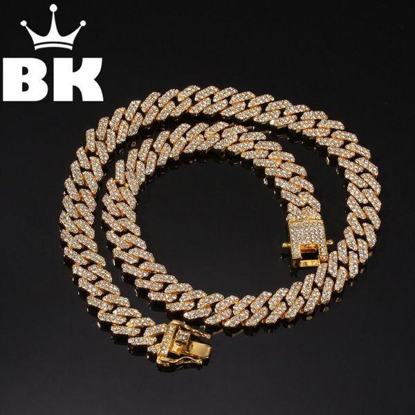 Nova cor 12mm 2 linhas cubana link chains colar moda hiphop jóias strass gelado para fora colares para homem t200824251h