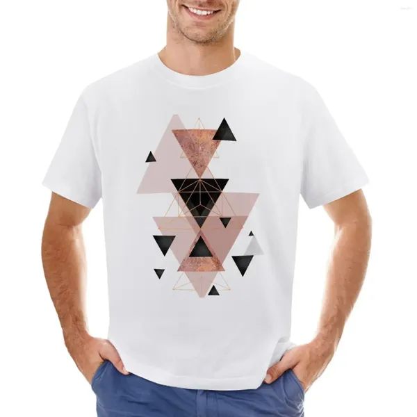 Canotte da uomo geometriche in cipria e oro rosa T-shirt Abbigliamento estetico Ragazzi T-shirt da uomo Kawaii con stampa animalier