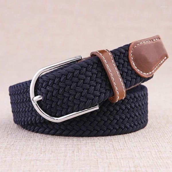 Cinture Tela elastica alla moda di alta qualità per le donne Cintura regolabile con fibbia in maglia Cintura maschile Jeans 2024