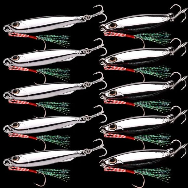 10 Pz/lotto Metallo Cast Jig Cucchiaio 10g 15g 20g 30g 40g Esche set Con Gancio Casting jigging Pesce Branzino Richiamo di Pesca Esche Artificiali 240321